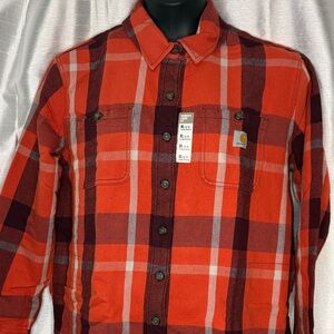 Carhartt Loose Fit Heavyweight Twill Long Sleeve Shirt Shacket Plaid Women’s XL